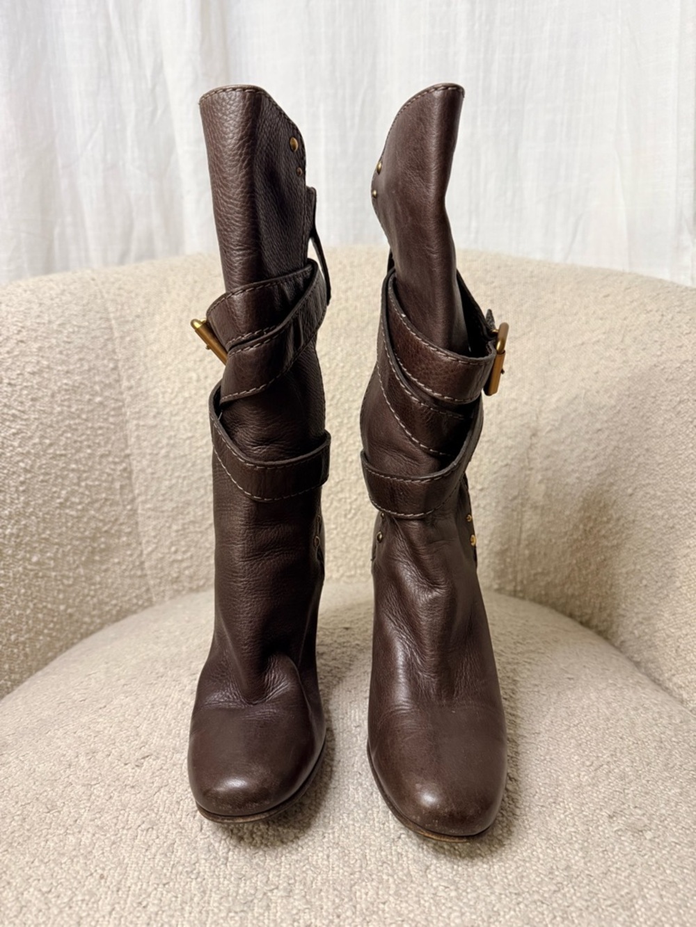 Chloé viral Y2K Dark Brown Leather Paddington Block Heel Boots - US 6 (37) - Picture 5 of 7
